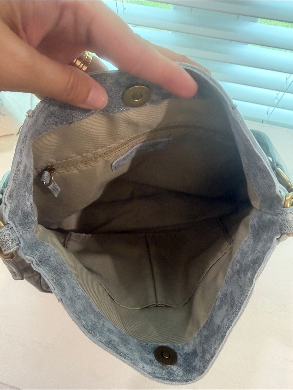 American Eagle Gray Suede-Style Shoulder Bag - Picture 4 of 7